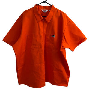 Ben Davis Half ZIp Work Shirt Mens 3XL Safety Orange Short Sleeve Workwear *